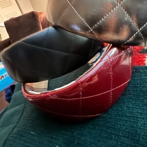 Burberry black,red,gold quilted leather headband lined signature Novacheck print